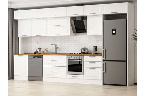 ALVİNKA 410X240 CM KLASİK MEBRAN MUTFAK DOLABI, MB E90S60S60 2 MEBRAN BEYAZ SUNTALAM