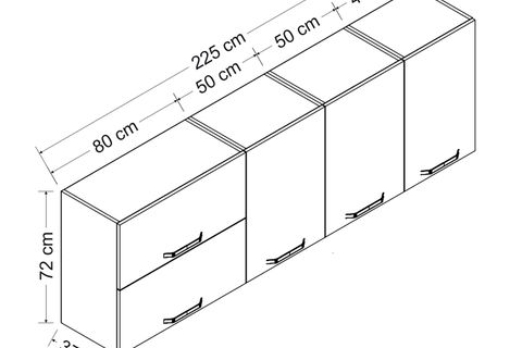 MİNAR 225 CM MUTFAK DOLABI BEYAZ 225-B1-ÜST MODÜL