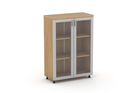 MEKE 3 MDF ÇERÇEVELİ CAM KAPAKLI DOSYA DOLABI, AÇIK KAHVE