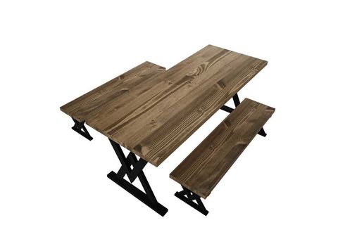 WOODESK MODİ MASİF CEVİZ RENK 200X80 ÇİFT BANKLI MASA TAKIMI CPT7137-200