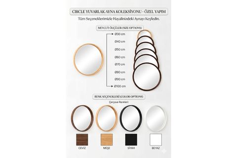 CİRCLE DUVAR AYNASI, BEYAZ, 90 CM