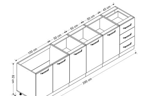 MİNAR 295 CM MUTFAK DOLABI BEYAZ DORE 295-D2-ALT MODÜL