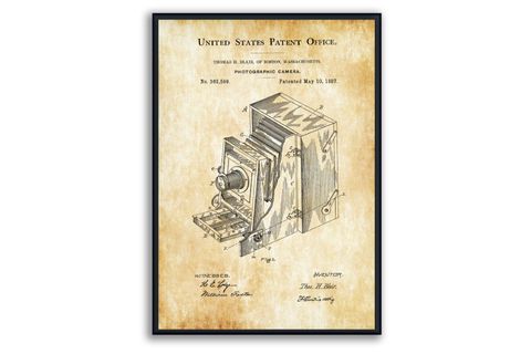 AHŞAP ÇERÇEVELİ VİNTAGE TABLO SETİ, CAMERA, 50X70