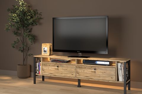 ROMA LED IŞIKLI MİNİFİKSLİ TV SEHPASI, 160 CM