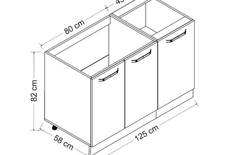 MİNAR 125 CM MUTFAK DOLABI BEYAZ 125-B1-ALT MODÜL