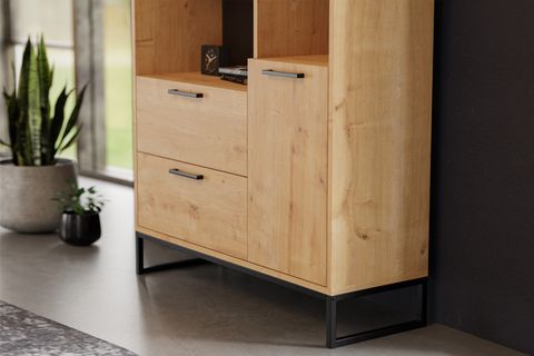 FURMET MODÜLER YUKON 2 ÇEKMECELİ KİTAPLIK, 4 RAFLI,SAFİR MEŞE