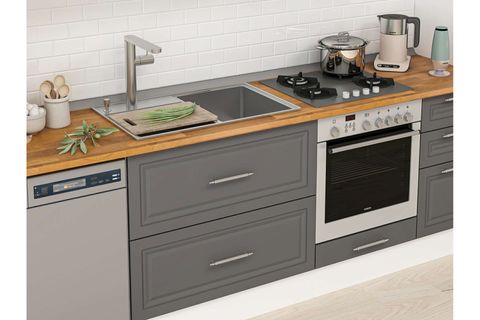 ALVİNKA 395X240 CM KLASİK MEBRAN MUTFAK DOLABI, MBB E90B60S45 1 MEBRAN ANTRASİT SUNTALAM