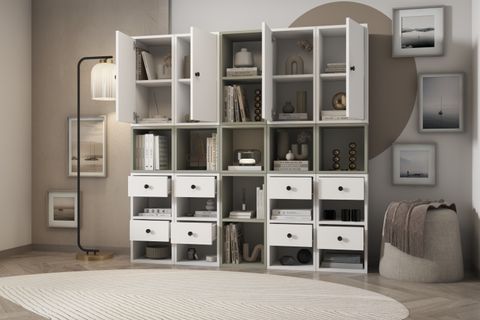ZARA DÜZENLEYİCİ KİTAPLIK SALON KONSOL DOLAP BEYAZ YEŞİL PNR KTP 1098