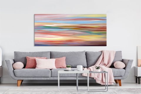 TABLOLIFE YATAY RENKLER YAĞLI BOYA DOKULU TABLO, ÇERÇEVESİZ, 60X90