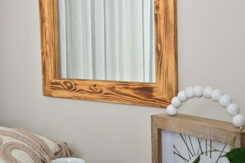 DFN WOOD DOĞAL AHŞAP DİKDÖRTGEN BOY AYNASI, 100X40