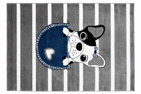 POTAMİA MARTİNS KÖPEK DESENLİ ÇOCUK HALISI, GRİ KREM, 160X220