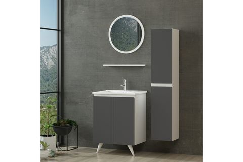 NİKA BANYO DOLABI 65CM AY2K 1YA1R ETJ BOY BEYAZ ANTRASİT