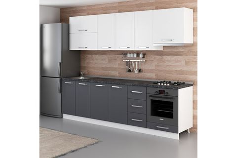 MİNAR DENİZ 270 CM MUTFAK DOLABI BEYAZ ANTRASİT 270-A8