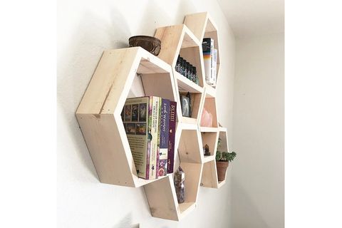 DEKORJİNAL MASİF AHŞAP ALTIGEN RAF SETİ, 6 PARÇA, BEJ, RAF252