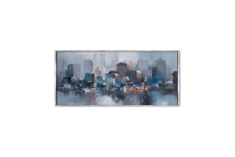 TABLOLIFE MAVİ ŞEHİR YAĞLI BOYA DOKULU TABLO, ÇERÇEVESİZ, 100X150