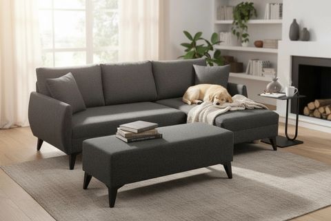 MELVA PUFLU KÖŞE KOLTUK, ANTRASİT