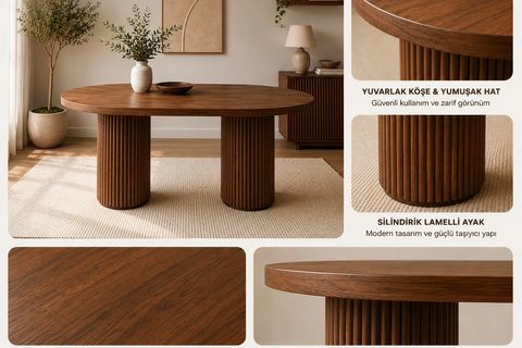 PTT OVAL MUTFAK MASASI, CEVİZ, 160 CM