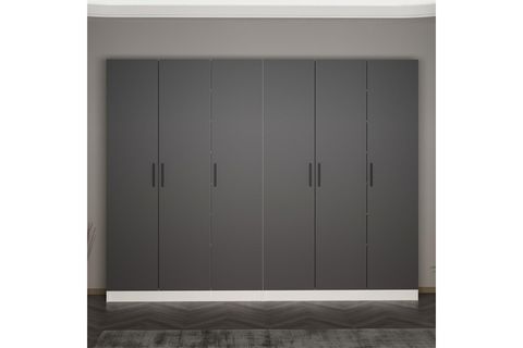 KALE 210 CM 6 KAPAKLI 2B RAF PORTMANTO, BEYAZ ANTRASİT