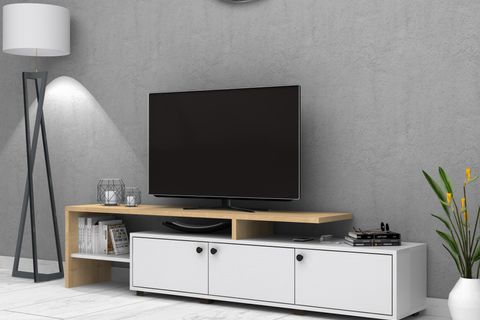 KANT TV ÜNİTESİ, MEŞE BEYAZ, 197 CM