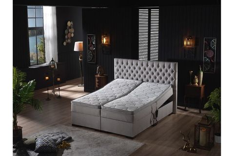 UNİMET LEİLA HAREKETLİ SANDIKLI BAZA BAŞLIK VE YATAK SETİ, GRİ, 200X200