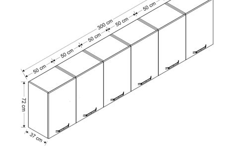MİNAR 300 CM MUTFAK DOLABI BEYAZ 300-B2-ÜST MODÜL