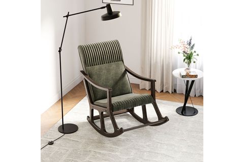 COZY PLUS SALLANAN SANDALYE, HAKİ MİNDER, CEVİZ AYAK