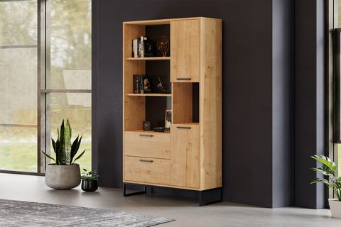 FURMET MODÜLER YUKON 2 ÇEKMECELİ KİTAPLIK, 4 RAFLI,SAFİR MEŞE