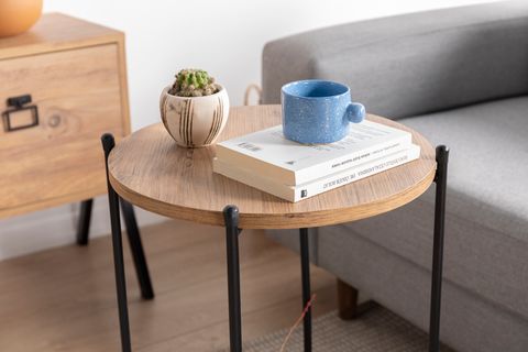 WEBLONYA DEKORATİF SEHPA, YUVARLAK, CEVİZ