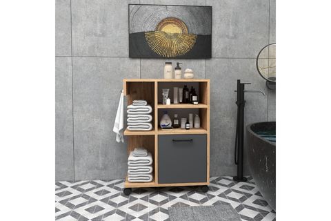 REBUSA TEKERLEKLİ ÇOK AMAÇLI MUTFAK BANYO DOLABI VE AYAKKABILIK, ATLANTİK ÇAM ANTRASİT