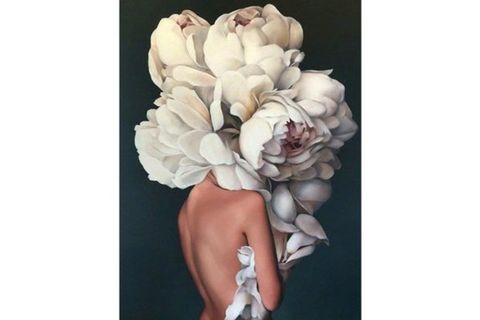 ÇİÇEK SAÇLI KADIN YAĞLI BOYA DOKULU TABLO, 60X90, KAGE-707
