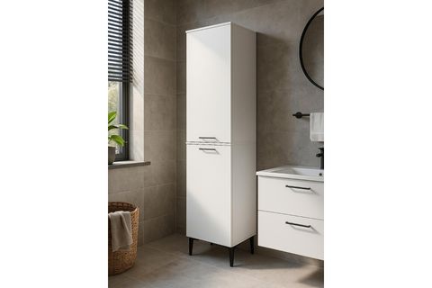 SİNGA KİRLİ SEPETLİ BANYO DOLABI, BEYAZ