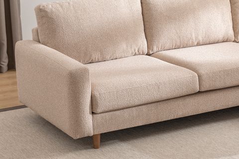 MERLİN MİNİ KÖŞE KOLTUK, CEVİZ AYAK, İNCE KOL, RECYCLED KUMAŞ, CAPPUCİNO