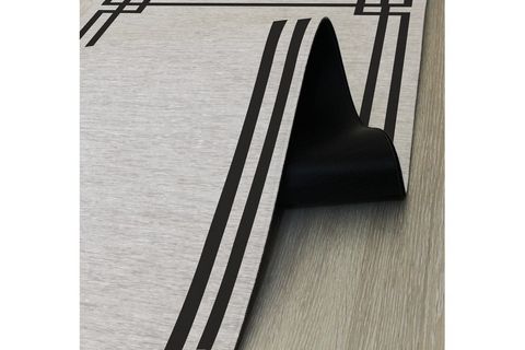 SOHO SİYAH GRİ BORDÜRLÜ ÇİZGİLİ DEKORATİF DESENLİ HALI 80X150