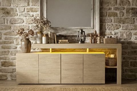 LUMA LEDLİ KONSOL TV ÜNİTESİ,  AÇIK MEŞE DESEN, 192 CM