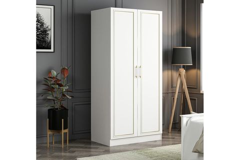KALE 190 CM 2 KAPAK GOLD PROFİLLİ GARDROP BEYAZ