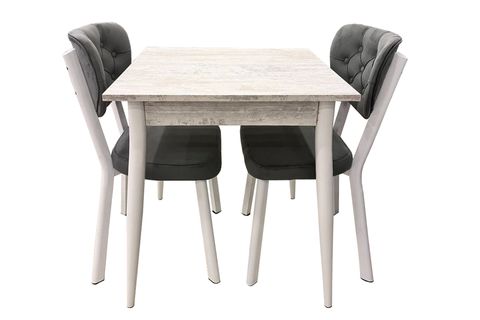 MENDEL MASA VE RİVONE SANDALYE TAKIMI, KRİSTAL, 70X70