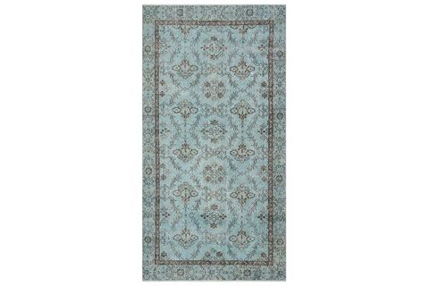 ESKİTME EL DOKUMA VİNTAGE HALI MAVİ 136X260