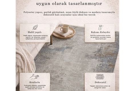 PERUS ANTİBAKTERİYEL DOKUMA HALI, MAVİ 10206 160X230 CM
