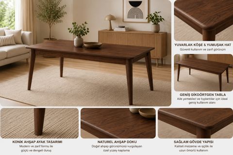 RETRO SABİT MUTFAK MASASI, 110 CM, CEVİZ