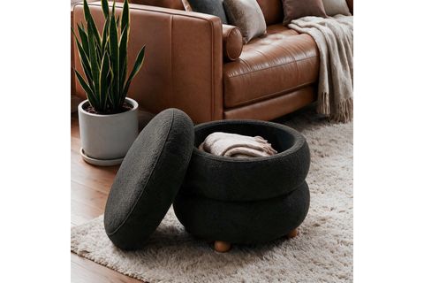OTTAVİA PUF, SANDIKLI KOYU GRİ