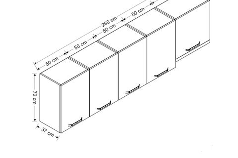 MİNAR 260 CM MUTFAK DOLABI BEYAZ 260-B7-ÜST MODÜL