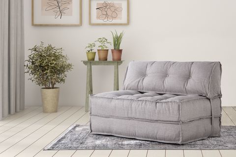 MOCCA KETEN ÇİFT KİŞİLİK KATLANIR YATAK UZANMA KOLTUĞU, AÇIK GRİ