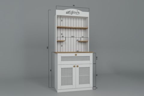 LUCAS 2 KAPAKLI PVC HASIR DESEN KAHVE KÖŞESİ, AÇIK CEVİZ BEYAZ