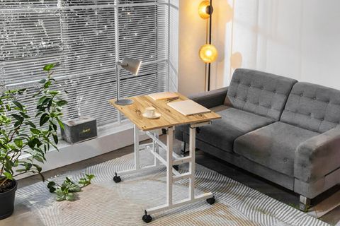 YÜKSEKLİK AYARLI LAPTOP MASASI, ÇAM BEYAZ, 80X60