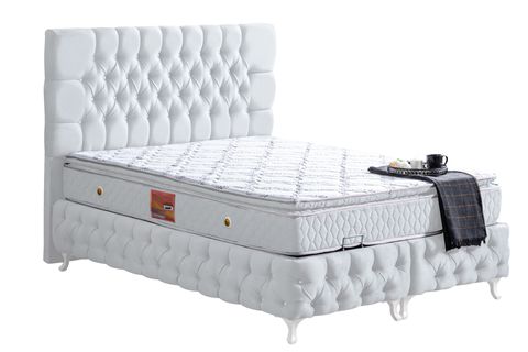 ROMA BAZA BAŞLIK VE REAL PEDLİ YATAK SETİ, BEYAZ, 90X200