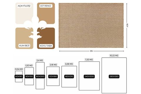 PERA HALI KARAMEL VE EKRU ZİKZAK SİSAL DOKULU HALI FM01W 60X90 CM