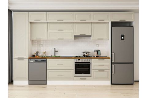 ALVİNKA 390X240 CM KLASİK MEBRAN MUTFAK DOLABI, MBB E80B50S60 1 MEBRAN KUMTAŞI MDF