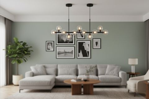 SELİN SIRALI ŞEFFAF CAMLI SİYAH AVİZE