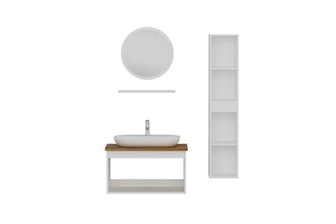 SANYA BANYO DOLABI AS2K15, BEYAZ ANTRASİT, 85CM