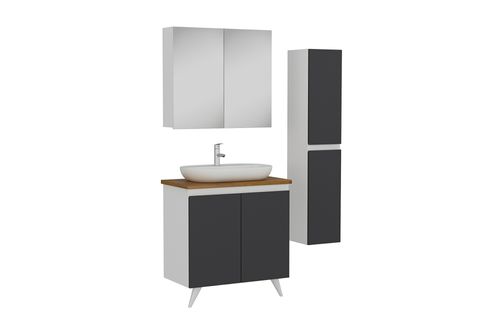 NİKA BANYO DOLABI AY2K76, BEYAZ ANTRASİT, 100 CM